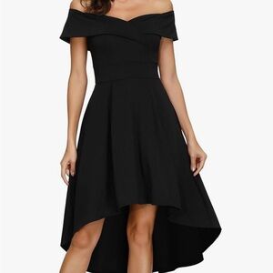Chic Off-Shoulder Black High Low Dress